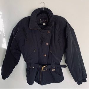 Women's Black Belted Puffer Jacket